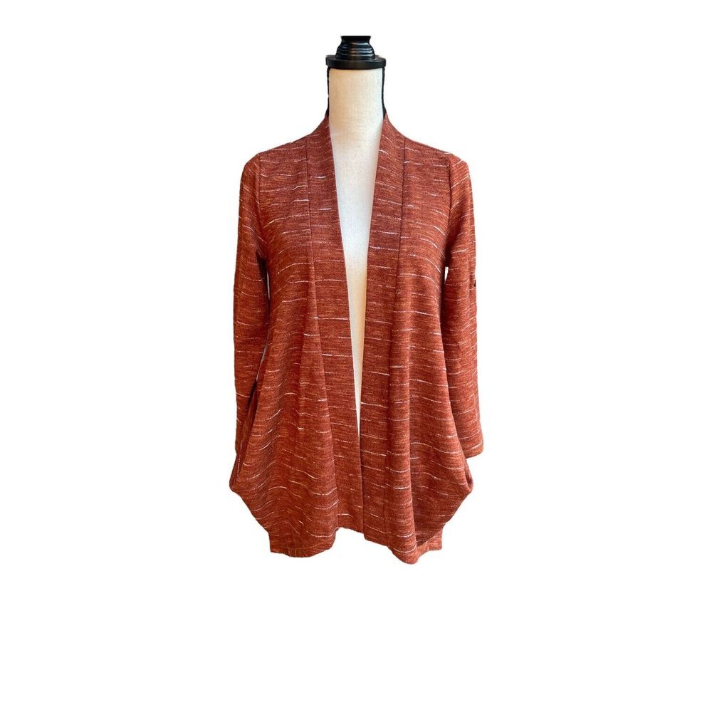 Patrizia Luca‎ Milano Long Cardigan Women's Size Small Rust Brown Open Front